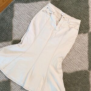 Avec Les Filles Cream Pencil Skirt with Flared Hem